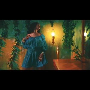 Rihanna Wild Thoughts teal dress